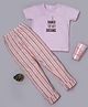 RAINE AND JAINE Cotton Knit Half Sleeves I Dance In My Dreams Text Printed & Striped Night Suit Set - Pink
