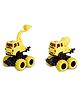 Asian Pack of 2 Pull Back JCB and Cement Mixer Yellow Color Press and Bump