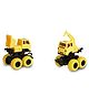 Asian Pack of 2 Pul Back Truck and Crane Yellow Color Press and Bump