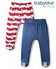 Babyoye 100% Cotton Interlock Knit Bootie Leggings With Star Print Pack Of 2 - Royal Blue & Red