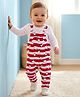 Babyoye 100% Cotton Knit Star Printed Dungaree with Full Sleeves Inner Tee - Red & White