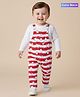 Babyoye 100% Cotton Knit Star Printed Dungaree with Full Sleeves Inner Tee - Red & White
