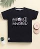 Biskid Sinker Knit Half Sleeves Typography Printed Tee - Black