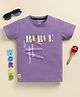 Biskid Sinker Knit Half Sleeves Reble Text Printed Tee - Dark Purple