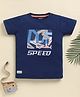 Biskid Sinker Knit Half Sleeves Speed Text Printed Tee - Blue