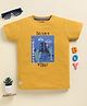 Biskid Sinker Knit Half Sleeves Desert Vibes Text Printed Tee - Mustard