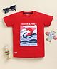Biskid Sinker Knit Half Sleeves Shore & Tide Text Printed Tee - Red