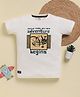 Biskid Sinker Knit Half Sleeves Adventure Begins Text Printed Tee - Cream