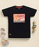 Biskid Sinker Knit Half Sleeves Desert Text Printed Tee - Black