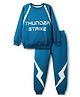 OLLINGTON ST. 100% Cotton Full Sleeves Sweatshirt & Jogger Set With Thunder Theme Print - Teal