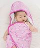 THE PLUSH CLUB Bamboo Unicorn & Polka Dots Printed Hooded Towel - Pink