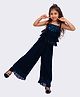 Twisha Woven Sleeveless Sequins Embellished Top & Palazzo Set - Navy Blue