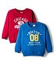 Babyhug 100% Cotton Knit Full Sleeves Pullover Sweatshirt with Text Graphics Pack of 2 - Red & Blue