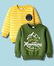 Babyhug Cotton Knit Full Sleeves Striped Sweatshirts with Mountain Graphic Pack of 2 - Yellow & Green