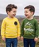 Babyhug Cotton Knit Full Sleeves Striped Sweatshirts with Mountain Graphic Pack of 2 - Yellow & Green