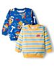 Babyhug Cotton Knit Full Sleeves Striped Sweatshirts with Animal Print Pack of 2 - Yellow & Blue