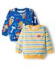 Babyhug Cotton Knit Full Sleeves Striped Sweatshirts with Animal Print Pack of 2 - Yellow & Blue
