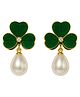 Kailash Creation Enamel Clover Leaf Drop Earrings with Faux Pearl  Statement Fashion Jewelry for Women - 30 g