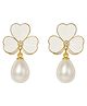 Kailash Creation Enamel Clover Leaf Drop Earrings with Faux Pearl  Statement Fashion Jewelry for Women & Girls - 30 g