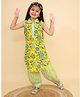 Titrit Cotton Woven Sleeveless Floral Printed Kurta & Afghani Salwar Set -  Yellow