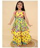 Titrit Viscose Woven Sleeveless Floral Printed Gota Lace Embellished Kurta & Coordinating Sharara Set - Yellow