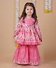 Titrit Viscose Woven Full Sleeves Floral Printed Gota Lace Embellished Kurta & Coordinating Sharara Set - Pink