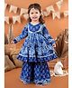 Titrit Cotton Woven Full Sleeves Floral Printed Gota Lace Embellished Kurta Sharara Set - Blue