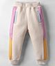 Little Kangaroos Fleece Knit Full Length Fleece Pant With Cut & Sew Design - Beige