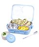 Attro Lunch Pro Deluxe 3 Compartment Steel Lunch Box with Small Container and Spoon 750 ml - Blue