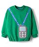Little Kangaroos Fleece Knit Full Sleeves Sweatshirt With Phone Applique - Green