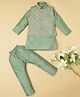 Ridokidz Full Sleeves Solid Kurta & Pyjama With Leaves Embroidered Jacket Set - Pista