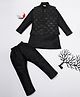 Ridokidz Full Sleeves Solid Kurta & Pyjama With Abstract Embroidered Jacket Set - Black