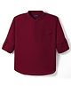 Pine Kids Cotton Woven Full Sleeves Mandarin Collar Solid Colour Kurta Style Shirt - Red