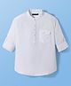 Pine Kids Cotton Woven Full Sleeves Solid Colour Kurta Style Shirt - White