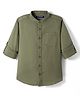 Pine Kids Cotton Woven Full Sleeves Solid Colour Kurta Style Shirt - Light Green
