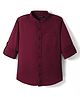 Pine Kids Cotton Woven Full Sleeves Solid Colour Kurta Style Shirt - Dark Red