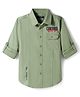 Pine Kids Cotton Woven Full Sleeves Shirt with Front Pocket & Text Print - Light Green