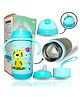 ZoZoBaa 4 in 1 Double Walled Vacuum SS304 Steel Baby Sipper, Heat Protective, Leakproof, Odourless,BPA Free| Bottle with Spout, Nipple, Weighted Straw, Cap & Handle, 300ml, Blue