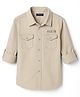 Pine Kids Cotton Woven Full Sleeves Shirt with Front Pocket & Text Print - Beige