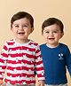 Babyoye 100% Cotton Knit Full Sleeves Jhablas with Star Print & Stripes Pack of 2 - Navy Blue & White