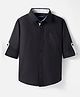 Pine Kids Cotton Woven Full Sleeves Solid Shirt - Black