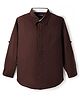 Pine Kids Cotton Woven Full Sleeves Solid Shirt - Brown