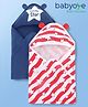 Babyoye 100% Cotton Knit Hooded Towels With Star Print Pack of 2 L 80 x B 77 cm - Red & Blue