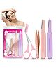 Majestique Essential Grooming Kit Set of 4, Facial Hair Removal Kit, Tweezer, Razor, Eyebrow Scissor - 4Pcs/Multicolour