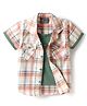 Dapper Dudes Half Sleeves Checked Shirt With Attached Tee - Peach