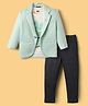Dapper Dudes Full Sleeves Textured Checked Blazer With Typography Printed Tee & Pant Set - Sea Green