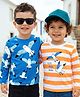 Babyoye 100% Cotton Knit Full Sleeves T-Shirt wIth Stripes & Bird Print Pack of 2 - Orange & Blue