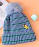 Babyhug Woollen Cap With Dino Embroidery Blue - Diameter 12 cm