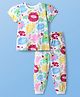 Pine Kids Single Jersey Knit Half Sleeves Co-ords Night Suit with Sea Life Print - White