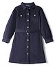 Pine Kids Corduroy Woven Full Sleeves Solid Color Shirt Dress with Belt - Navy Blue